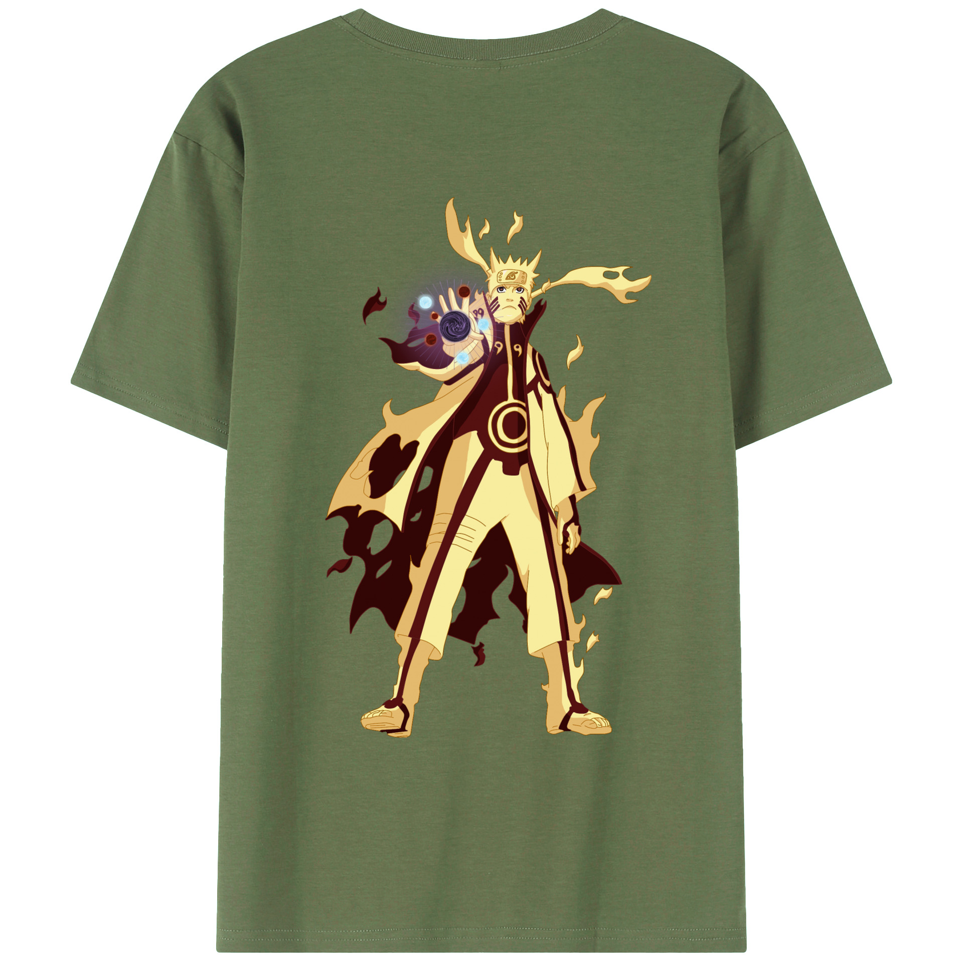 （画像用） NARUTO -ナルト- うずまき ナルト Uzumaki Naruto 綿100％ メンズ半袖Tシャツ（バックプリント） 通気性